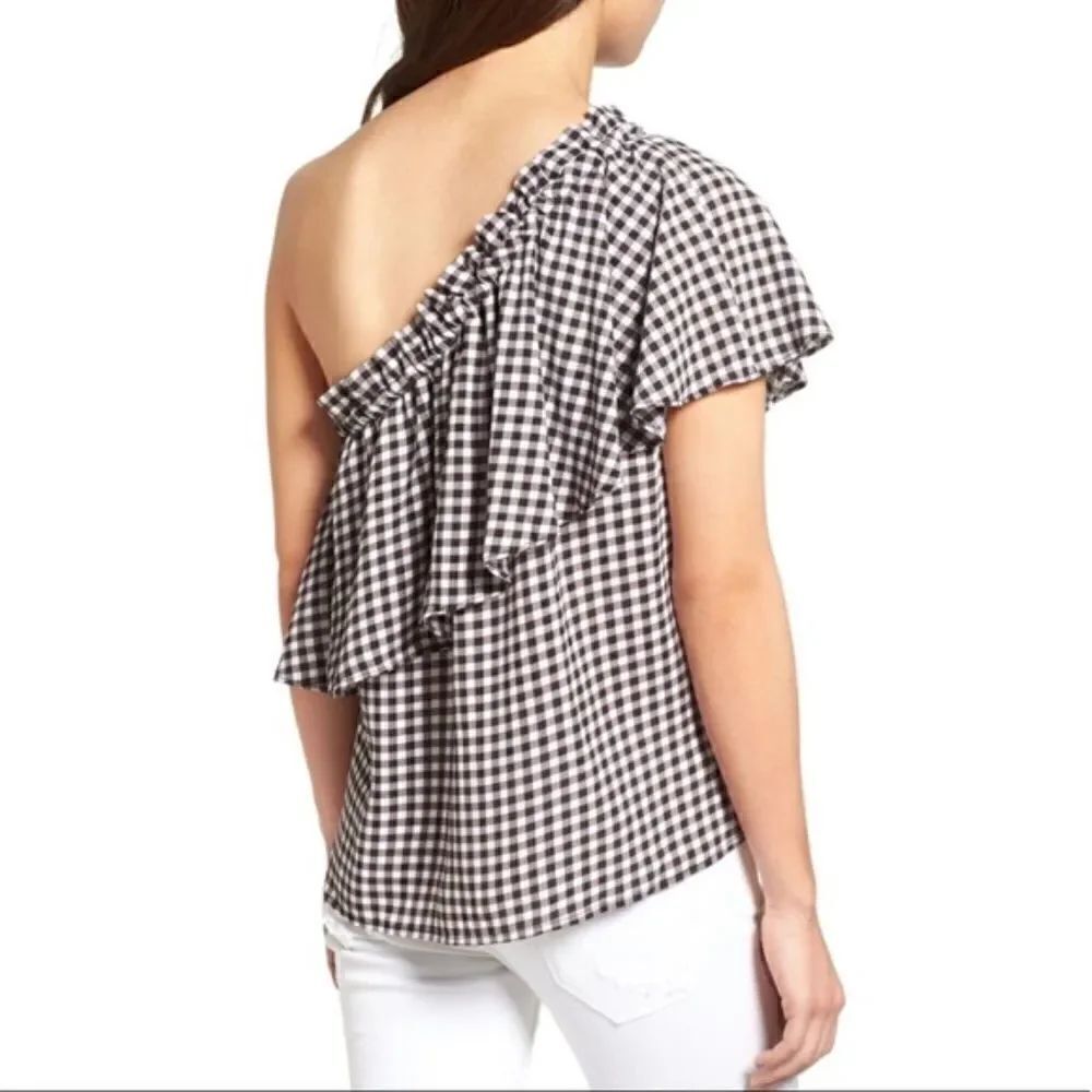 NEW ✨ Nordstrom BP Gingham One Shoulder Blouse